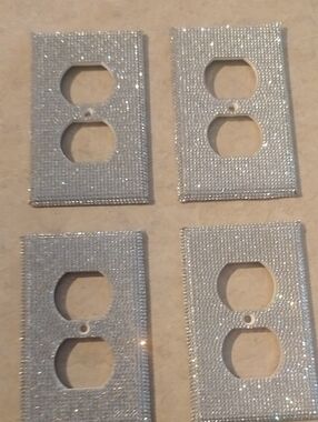 Silver Glitter Duplex Outlet Cover Plates - Set of 4